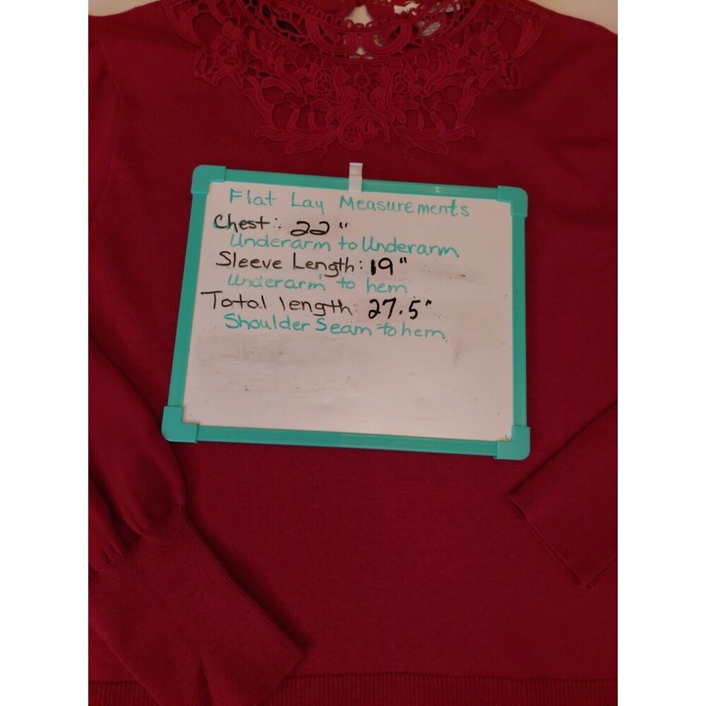 Notation Maroon Shirt Lace Collar With Sheer Sleeves Top XL Whimseygoth Sweater - Picture 7 of 7